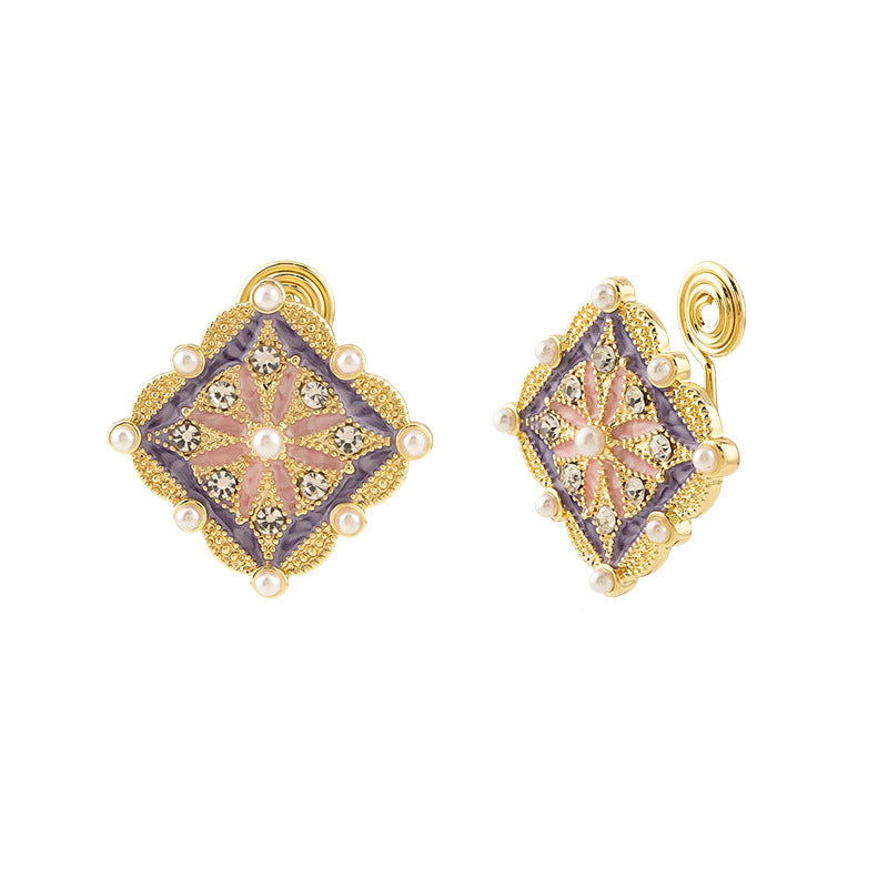 Vintage dworca emaile kwadratowe paznokcie do uszu / klampy do uszu