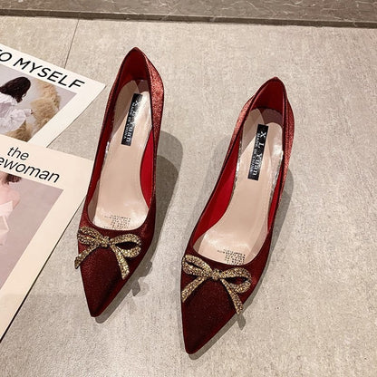 Szpilki Z Odkrytą Piętą I Kokardą Bordowe Derissa