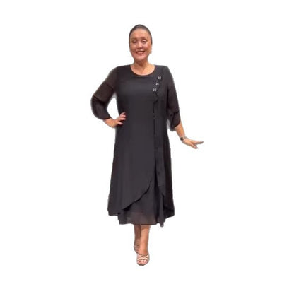 Damska sukienka z szyfonu w jednolitym kolorze, o luźnym kroju