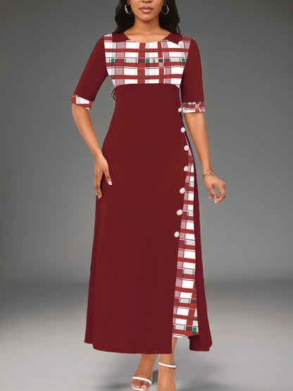 Asymetryczna sukienka damska z blokami kolorów i długimi rękawami