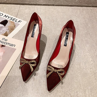 Szpilki Z Odkrytą Piętą I Kokardą Bordowe Derissa