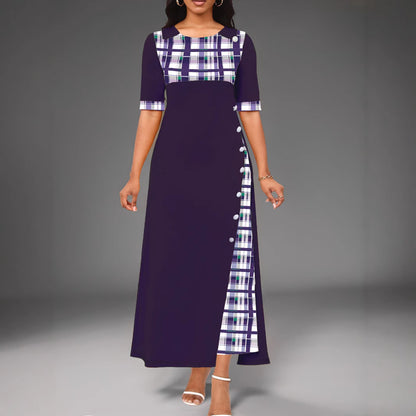 Asymetryczna sukienka damska z blokami kolorów i długimi rękawami