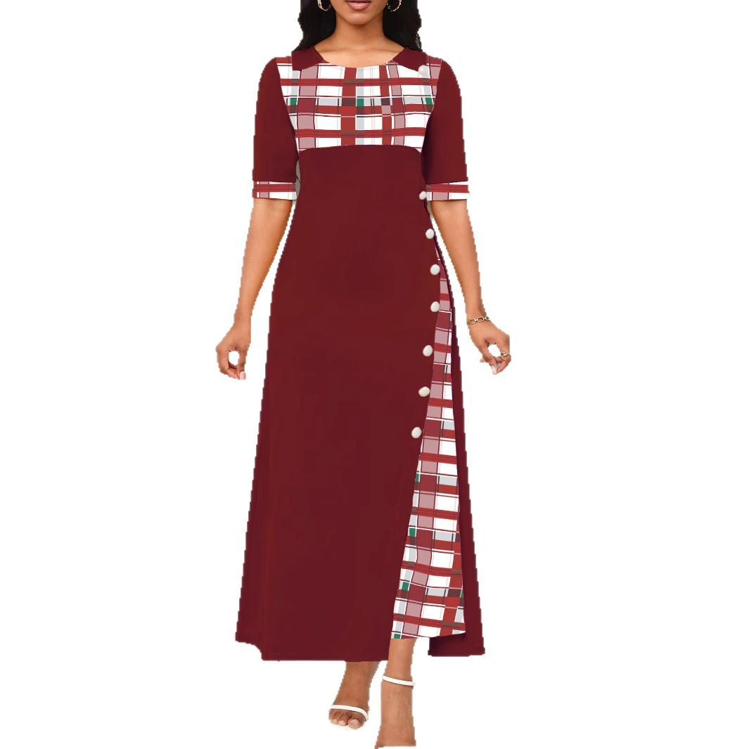 Asymetryczna sukienka damska z blokami kolorów i długimi rękawami