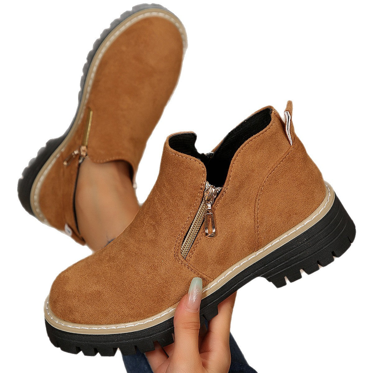 Modne, jednokolorowe, ortopedyczne botki damskie