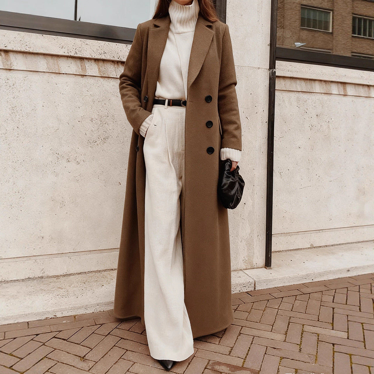 [Nowość zimowa 2025] Długi wełniany płaszcz