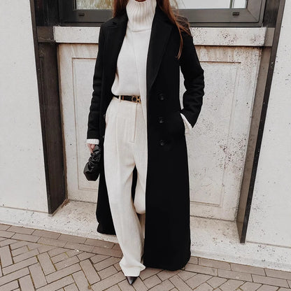 [Nowość zimowa 2025] Długi wełniany płaszcz